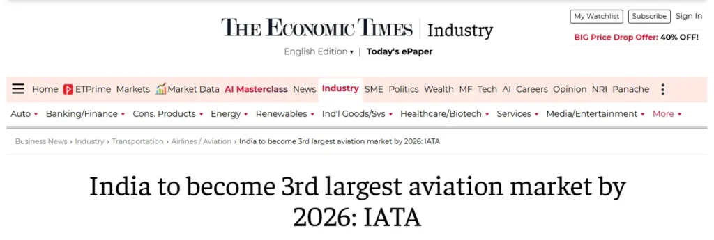 India 3rd largest aviation market — IATA